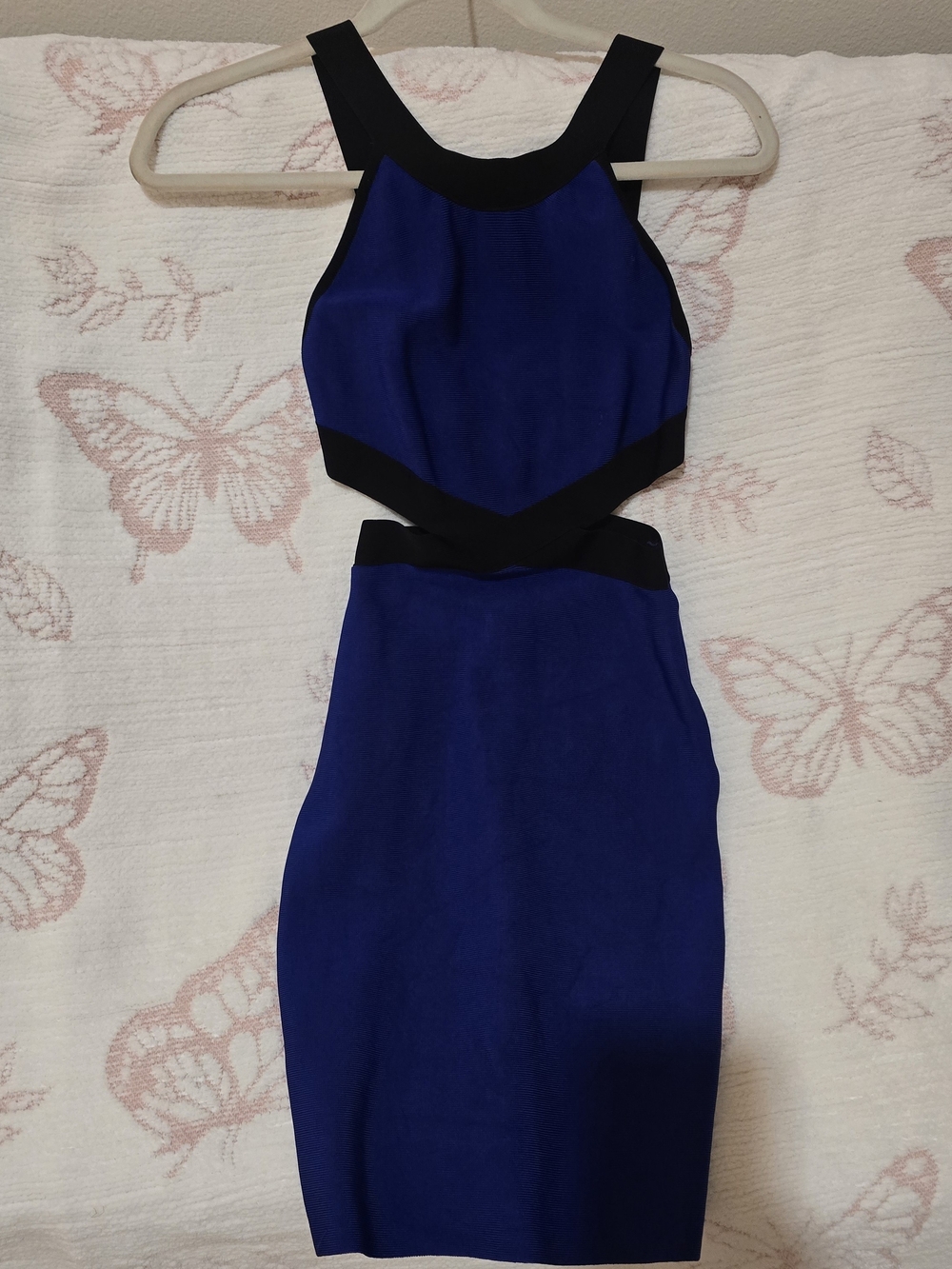 MARCIANO BY GUESS Blue & Black Cutout Bodycon Dress